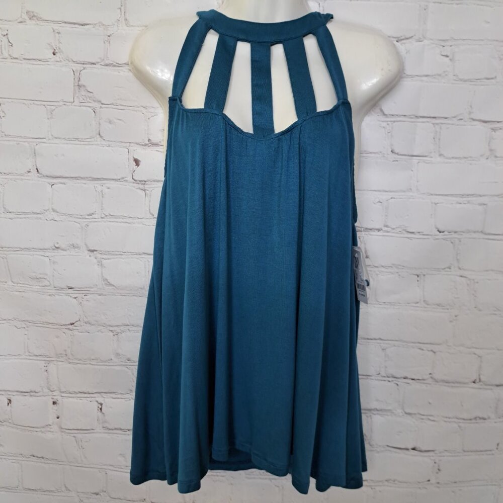 New York & Company NEW Cage Neckline Flowy Top Size XL